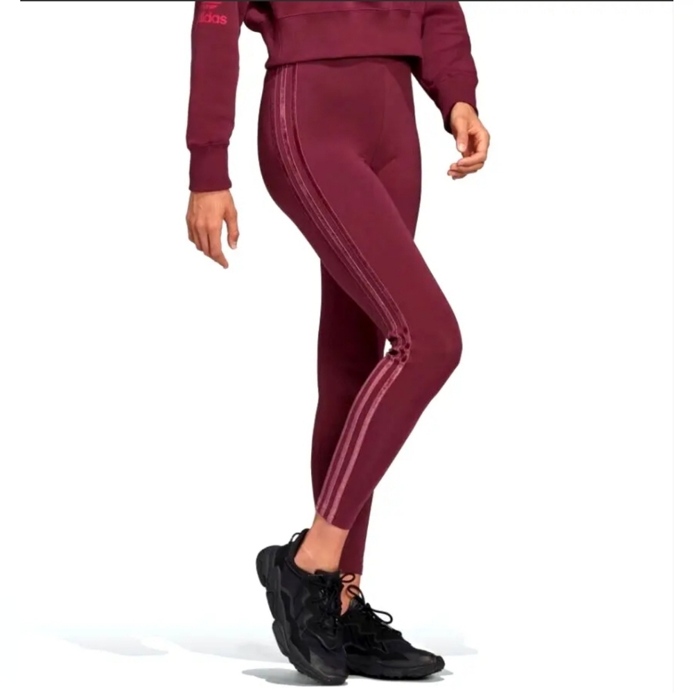 NEW ADIDAS ORIGINALS WOMEN'S TREFOIL TIGHTS WITH VELVET STRIPES ~ SMALL  #H18019